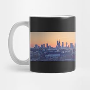 Warsaw city center at sunset, aerial landscape Mug